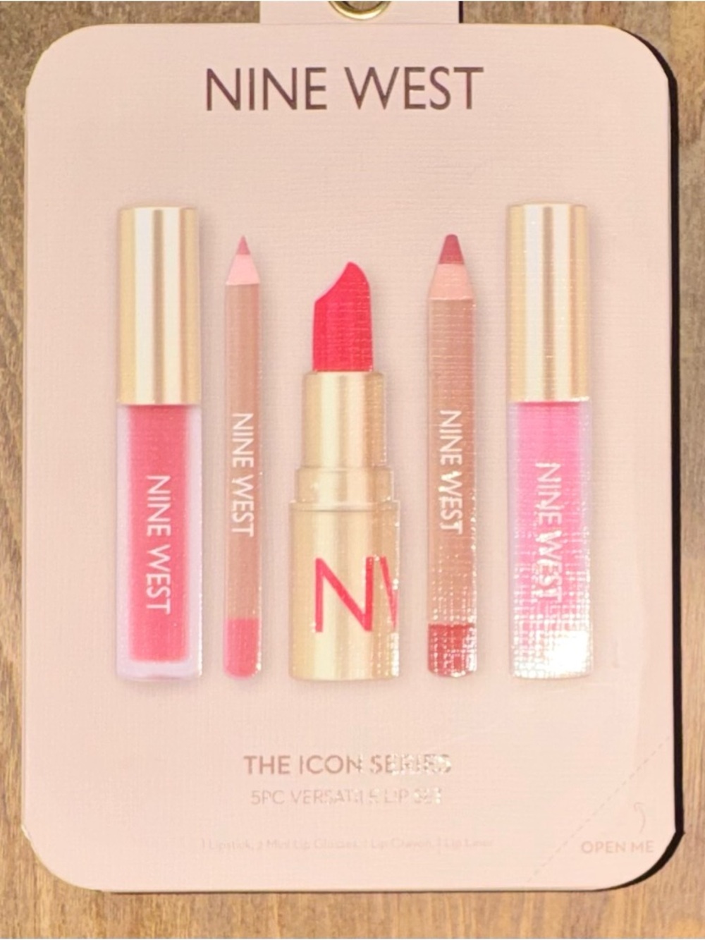 Nine West Icon Series 5pc Lip Set Lipstick Gloss Liner Crayon New